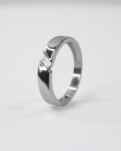 Edge Baguette Silver Ring