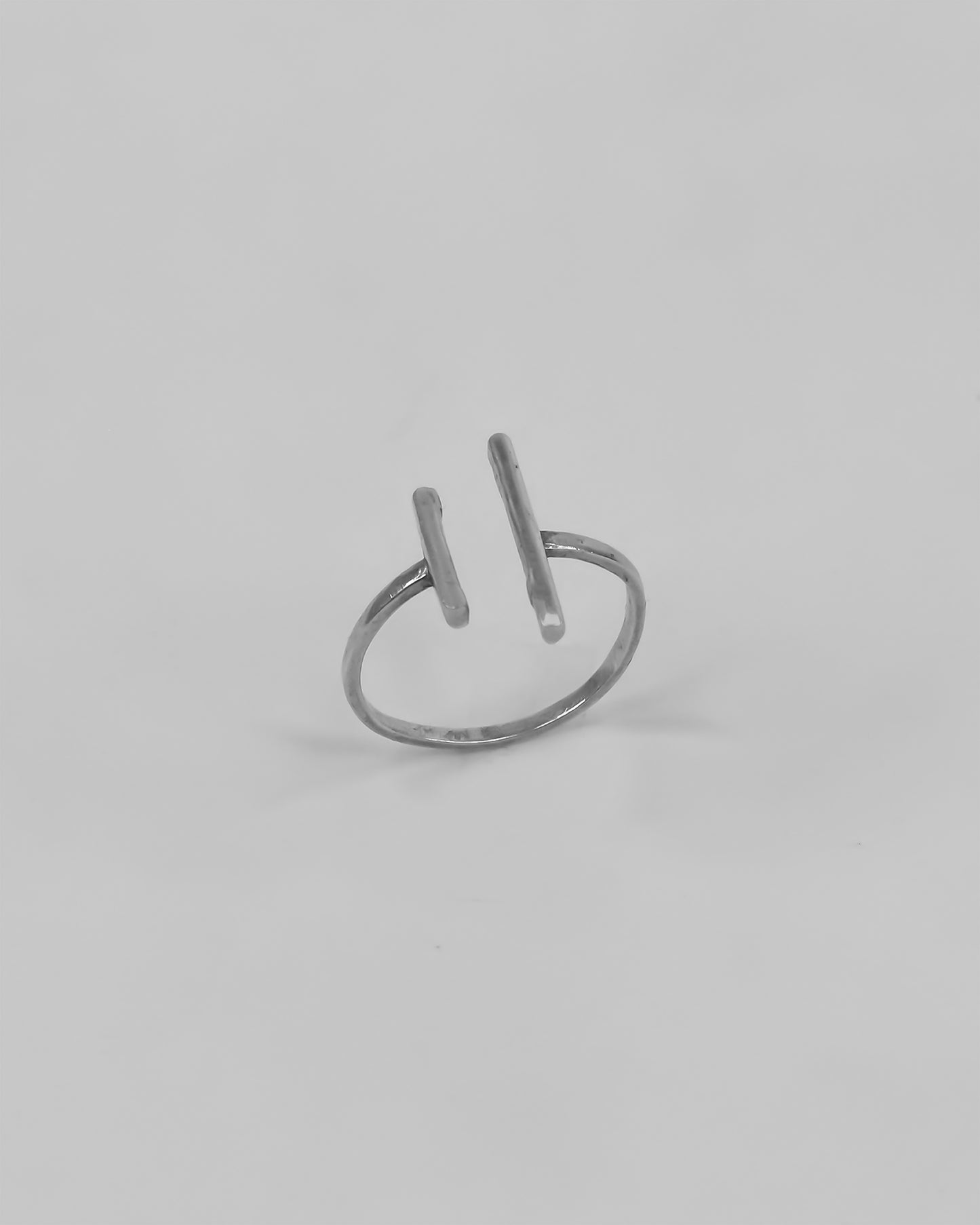Dual Bar Adjustable Silver Ring