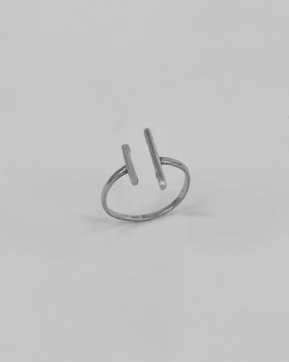 Dual Bar Adjustable Silver Ring