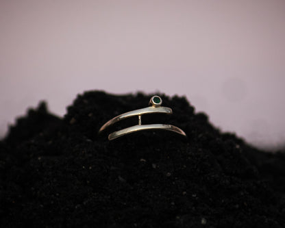 Green Spark Silver Ring