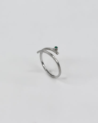 Green Spark Silver Ring