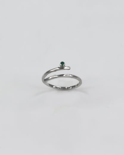 Green Spark Silver Ring