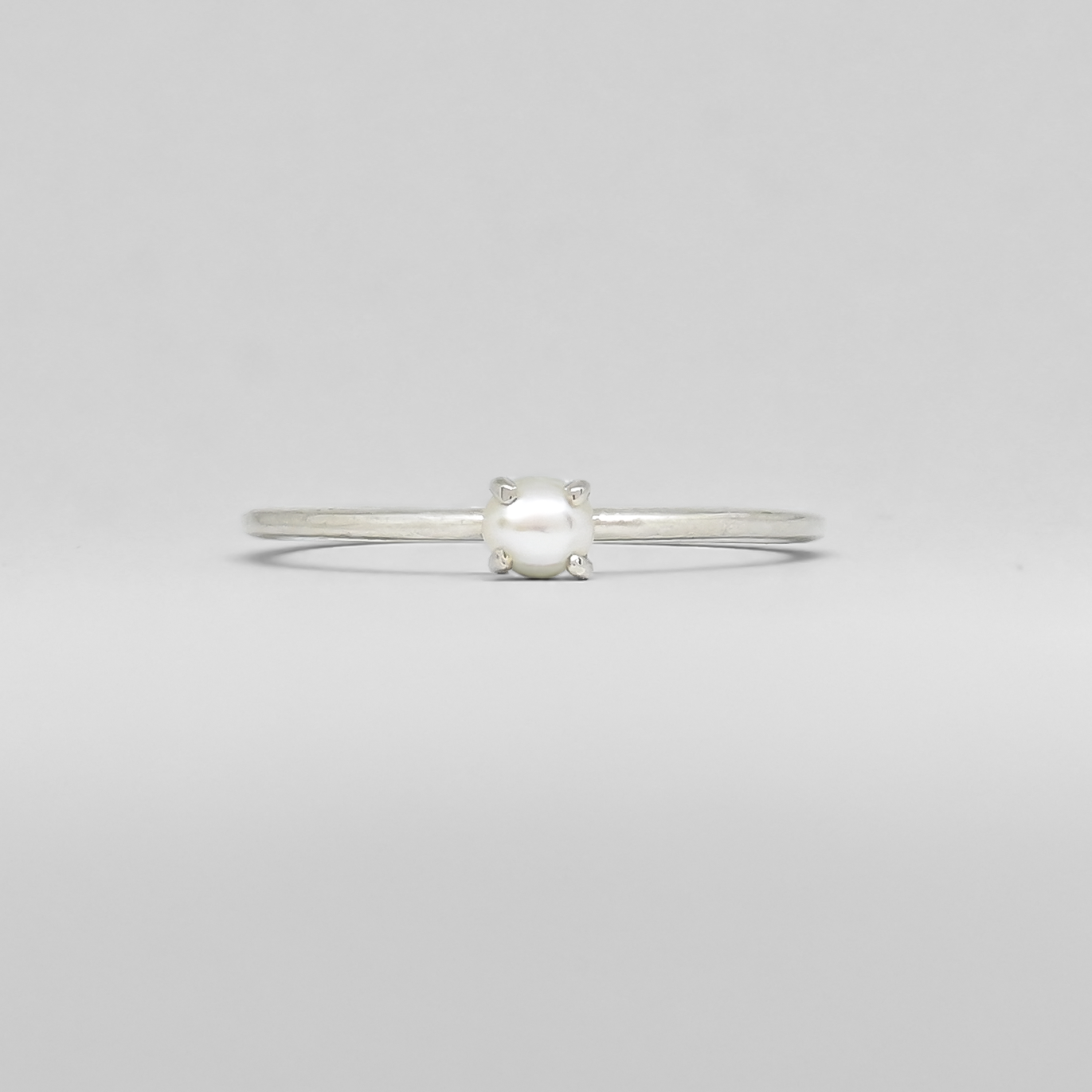 Freshwater Pearl Solitaire Stackable Silver Ring