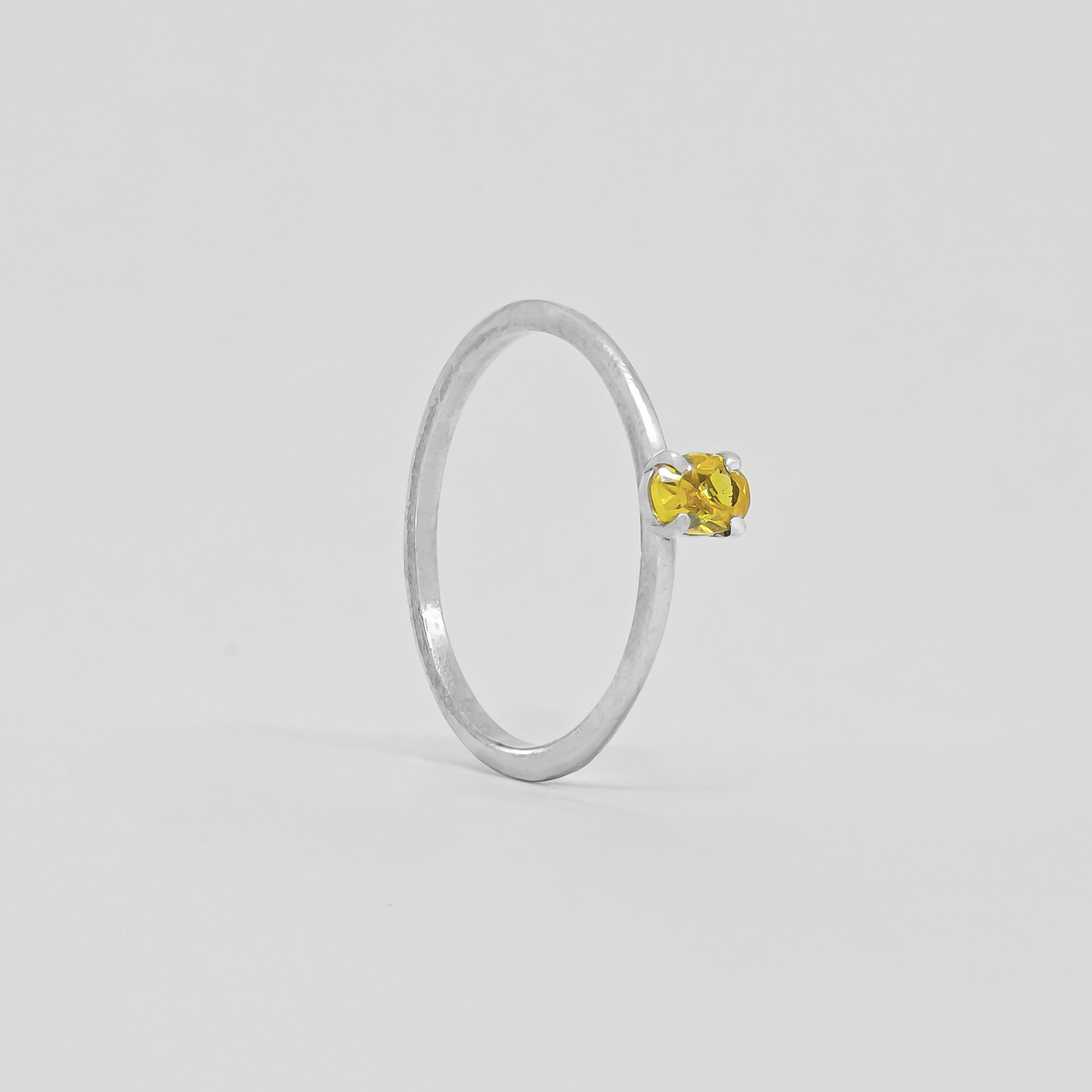 Citrine Yellow Oval Solitaire Silver Ring
