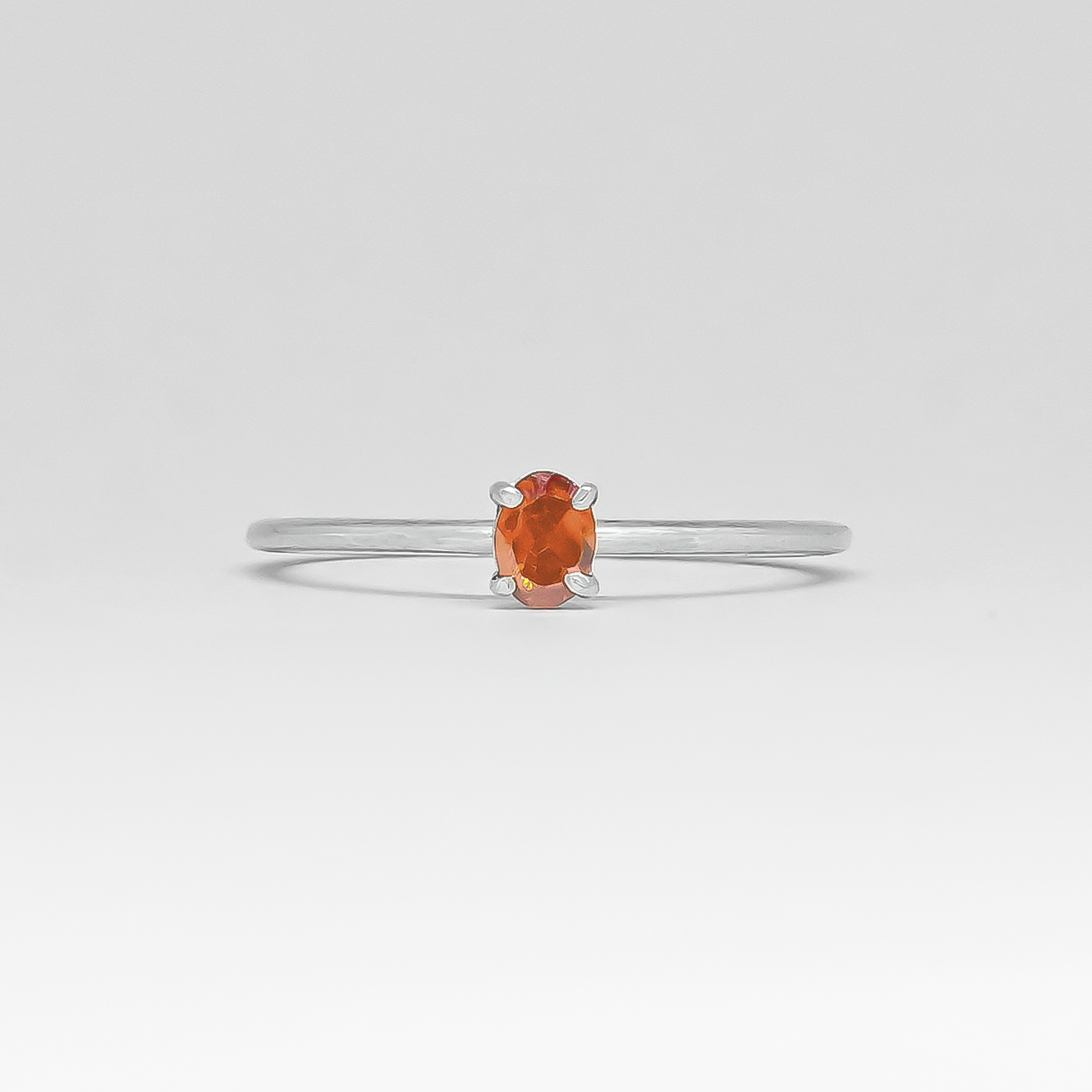 Saffron Oval Solitaire Minimalist Silver Ring
