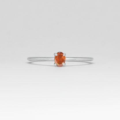 Saffron Oval Solitaire Minimalist Silver Ring