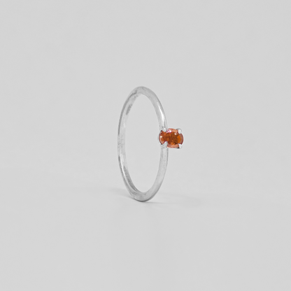 Saffron Oval Solitaire Minimalist Silver Ring