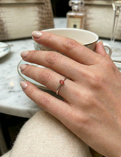Saffron Oval Solitaire Minimalist Silver Ring