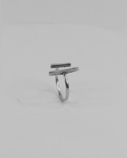 Dual Bar Adjustable Silver Ring